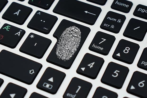 a keyboard with thumbprint