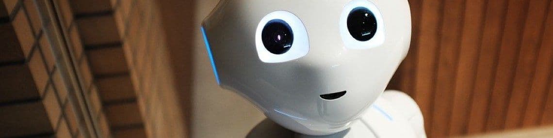 A white robots looking into the future